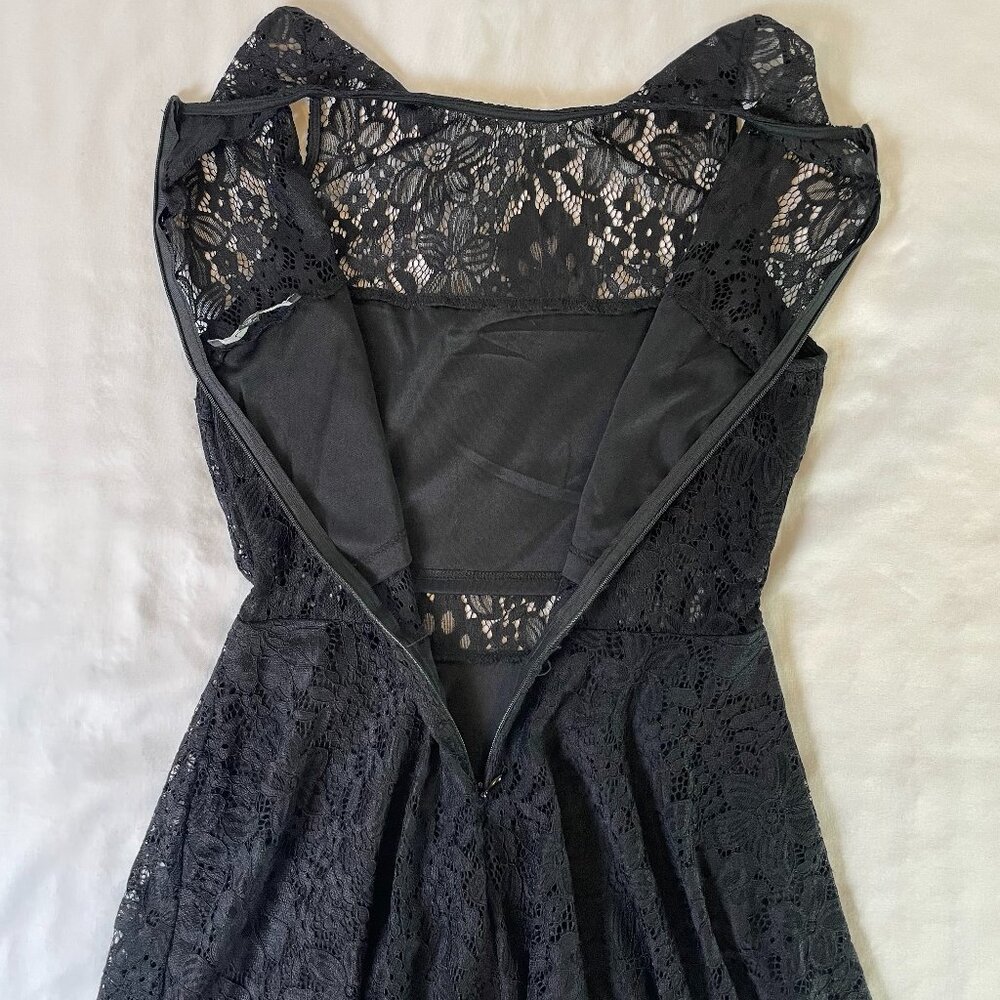 Lulus Everleigh Black Lace Mini Fit & Flare Dress Lined Sleeveless Size S - Picture 7 of 16